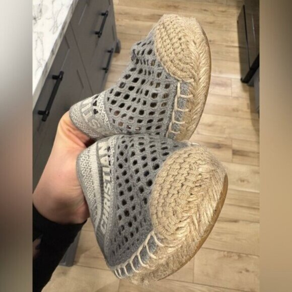 Lightly used- DIOR Granville Embroidered MeshCotton Flat Espadrille - Picture 13 of 15